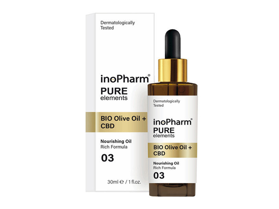 InoPharm Pure Elements serum do twarzy i szyi z CBD i bio oliwą z oliwek 30ml